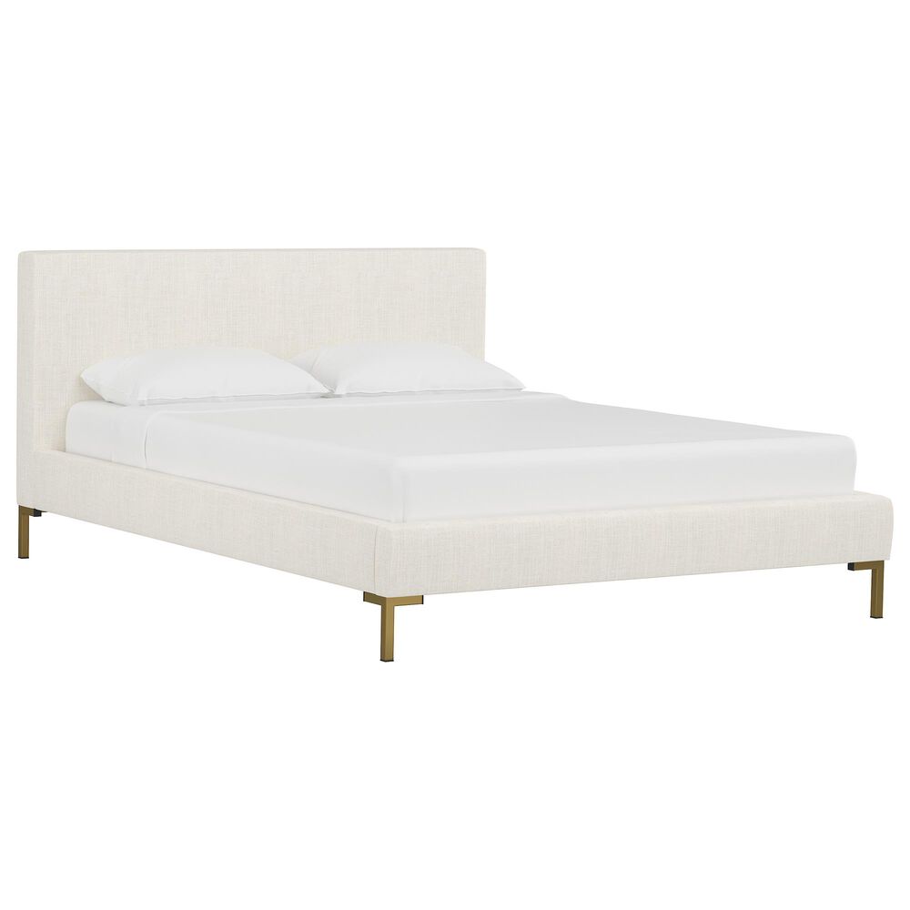 Skyline Furniture Upholstered Full Platform Bed in Linen Talc, , large
