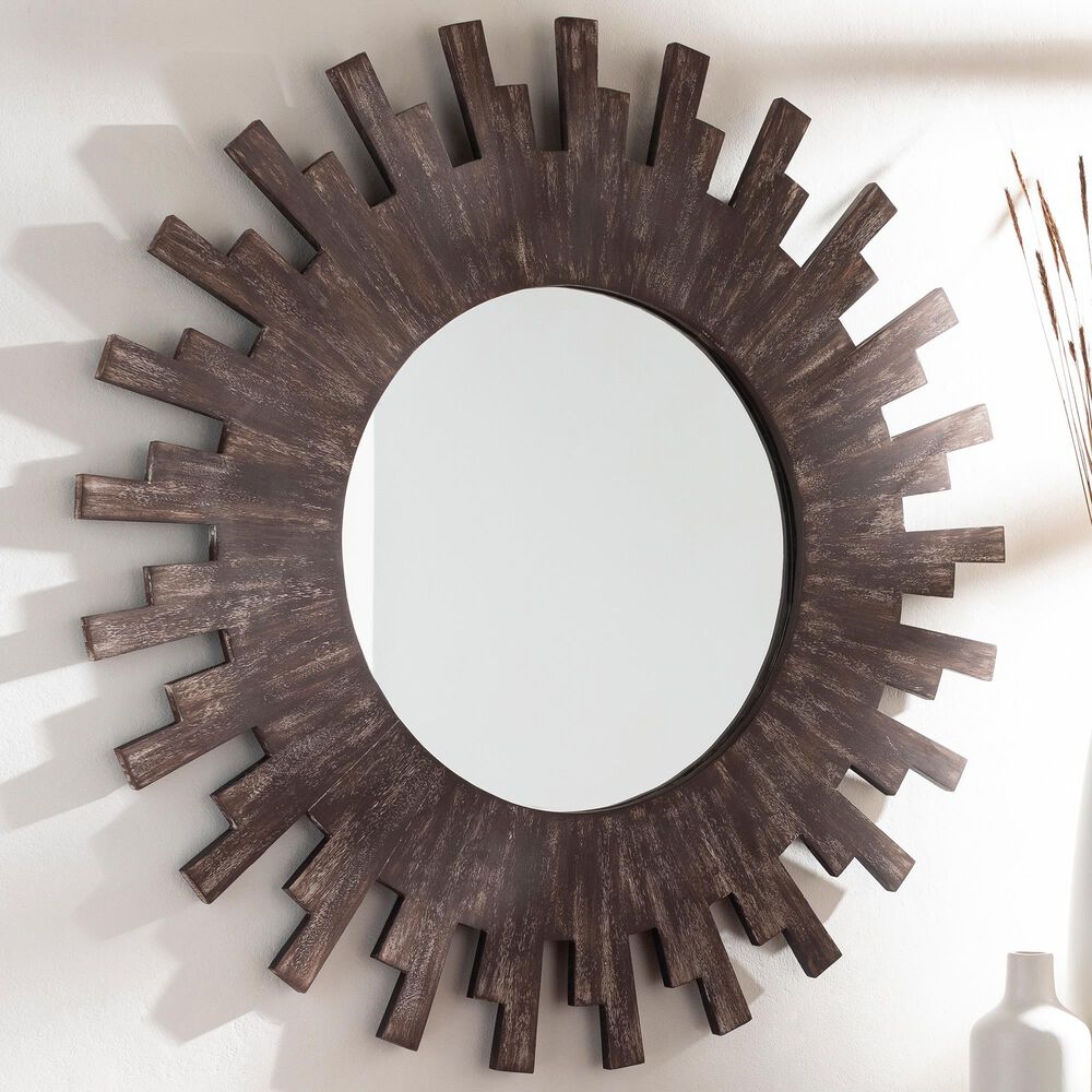 Surya Inc Sun Wall Mirror in Brown, , large