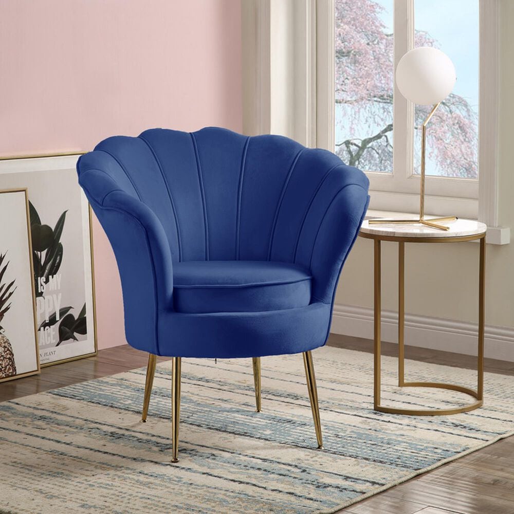 HOMLUX Scalloped Back Accent Chair in Blue, , large