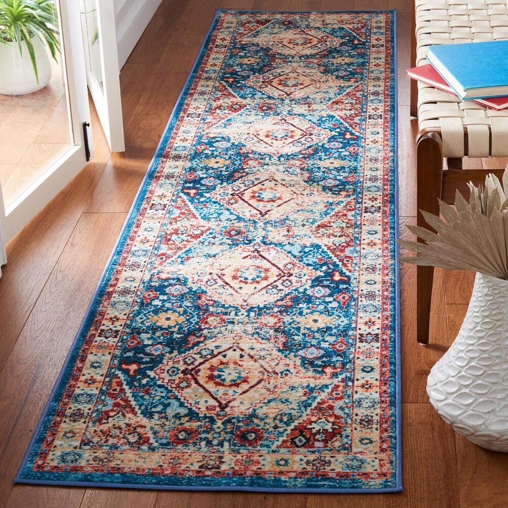 Safavieh Riviera 2&#39;2&quot; x 9&#39; Blue and Gold Runner, , large
