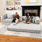 Jaxx Unsofa Stationary Sofa in Mouse Grey Velvet, , large