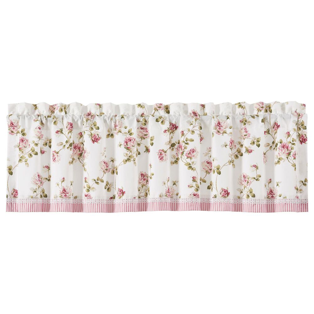 Royal Court Rosemary 72" x 17" Window Straight Valance in White and Pink, , large