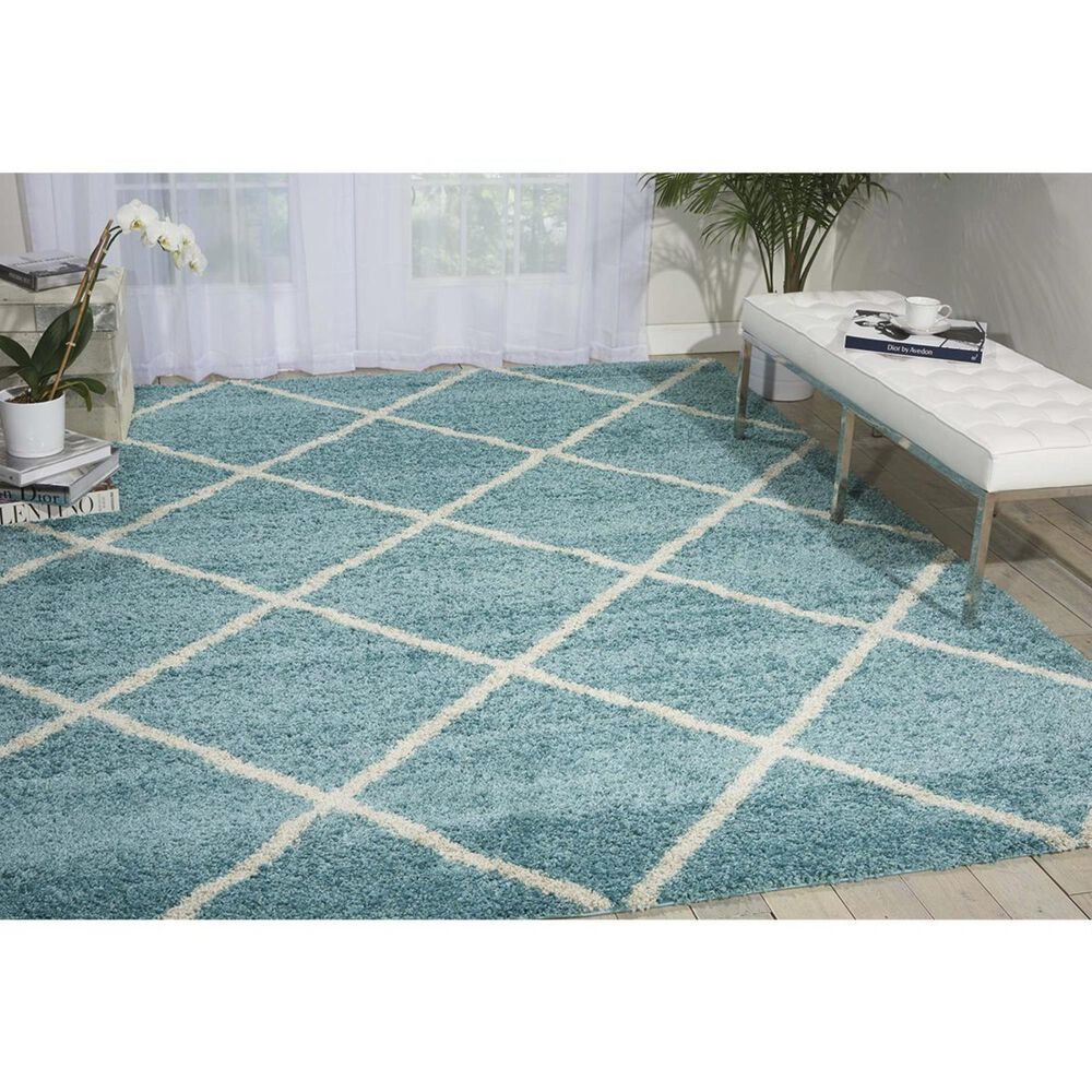 Nourison Brisbane BRI03 8&#39;2&quot; x 10&#39; Aqua Area Rug, , large