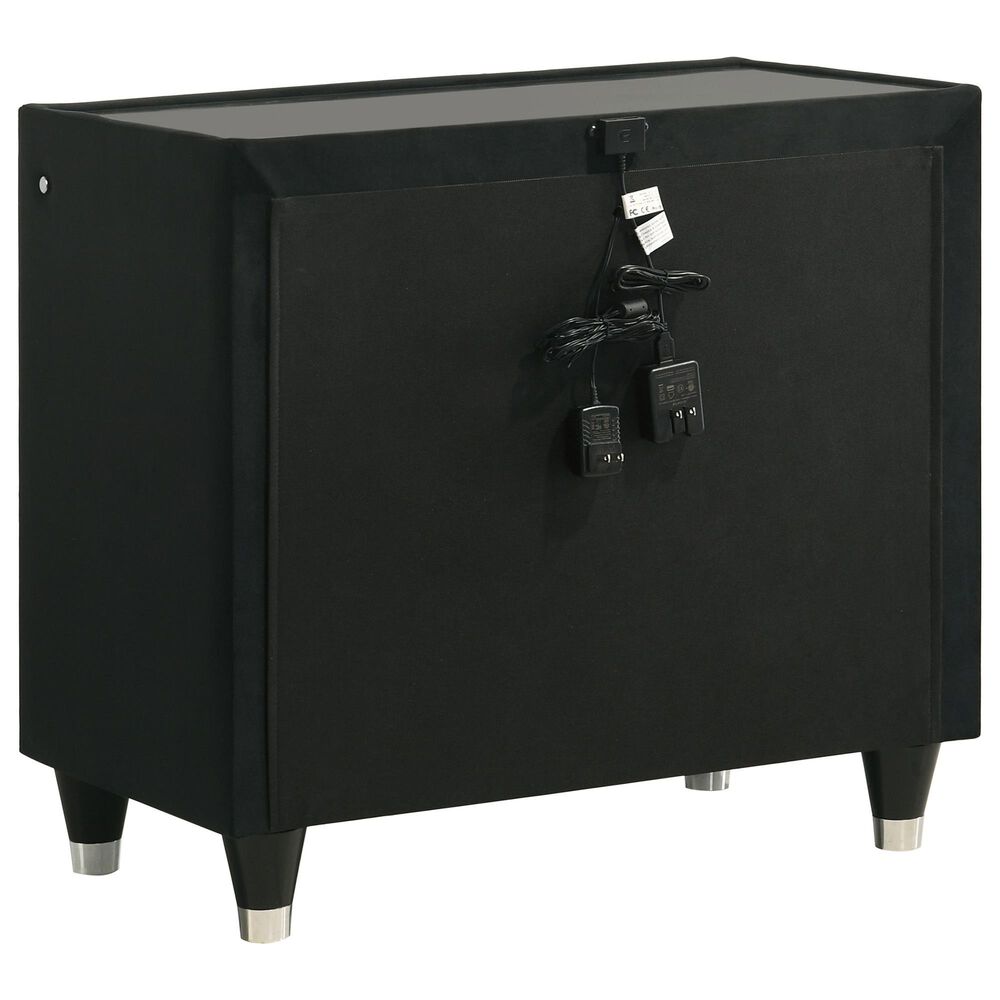 Pacific Landing Lorient 2 Drawer LED Nightstand in Black with AC Outlets and USB Ports, , large