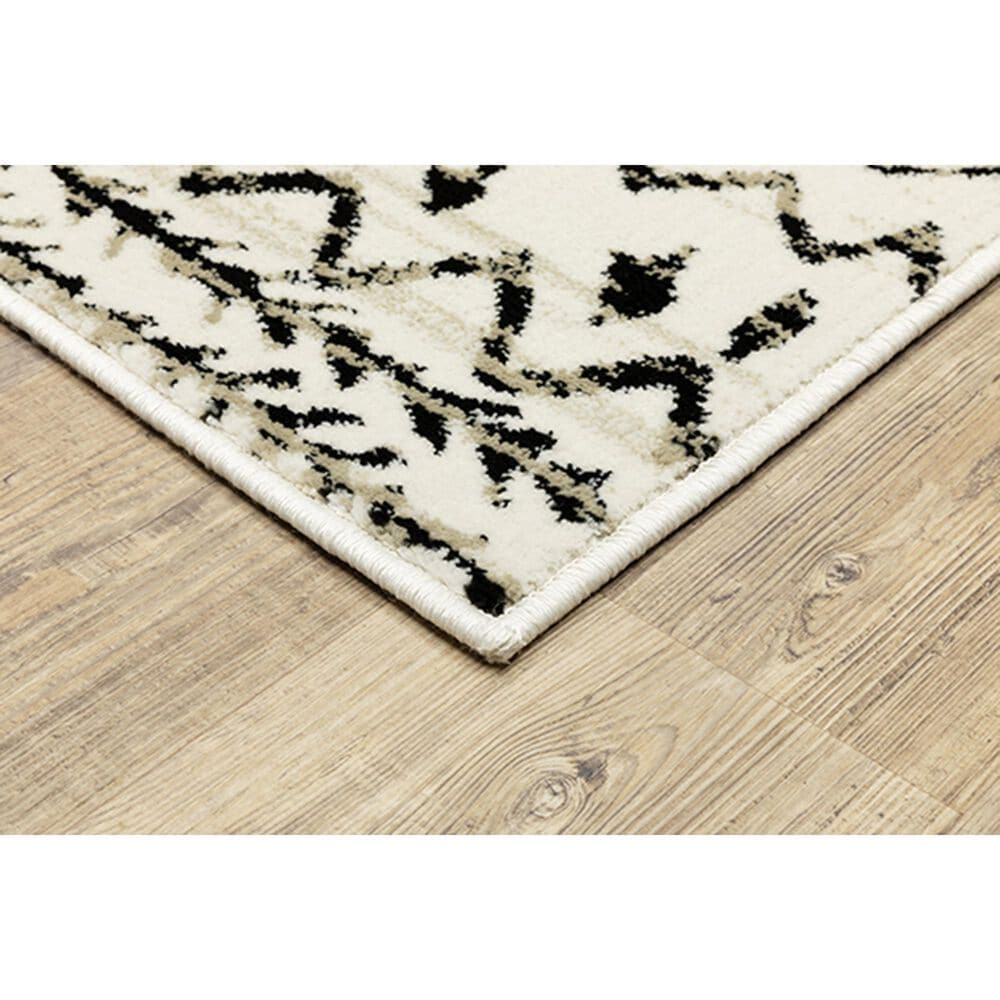 Oriental Weavers Georgia Tribal 8826E 5&#39;3&quot; x 7&#39;3&quot; Ivory and Black Area Rug, , large