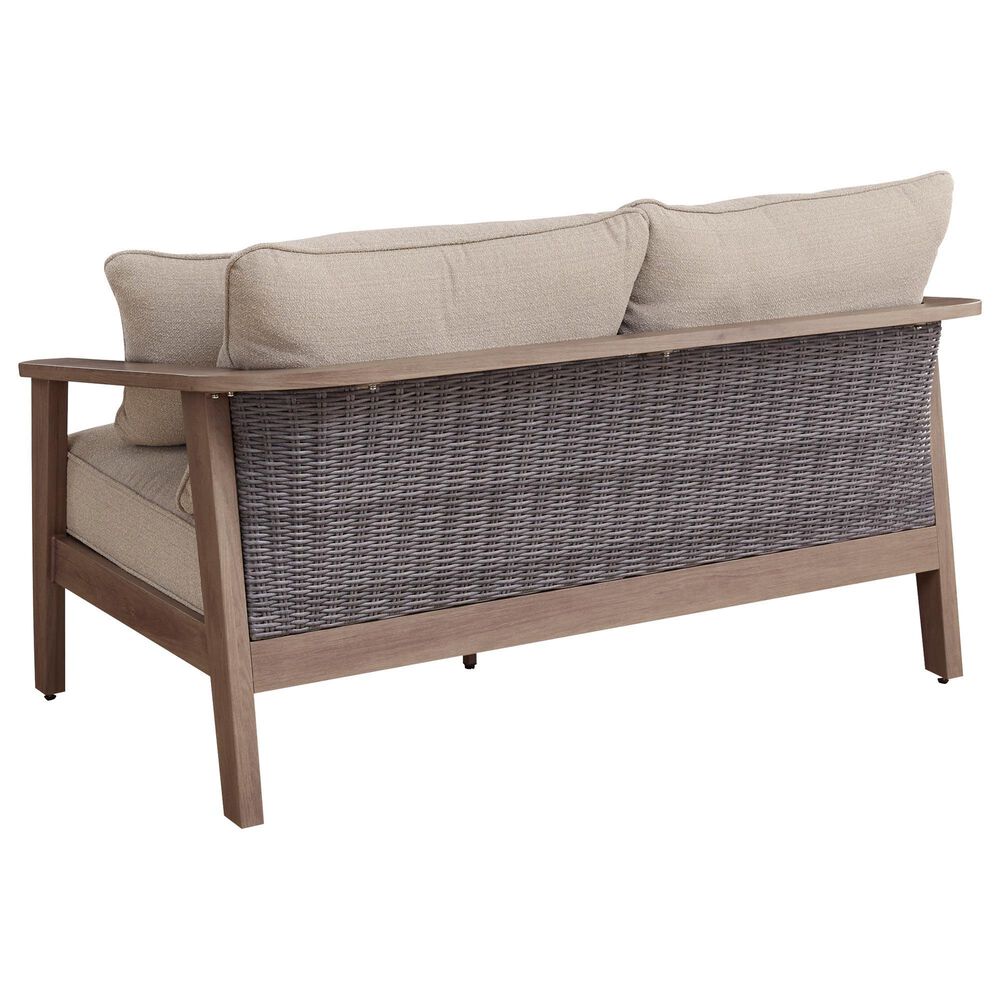 Ashley Harmony Headlands Outdoor Loveseat with Cushion in Natural and Gray, , large