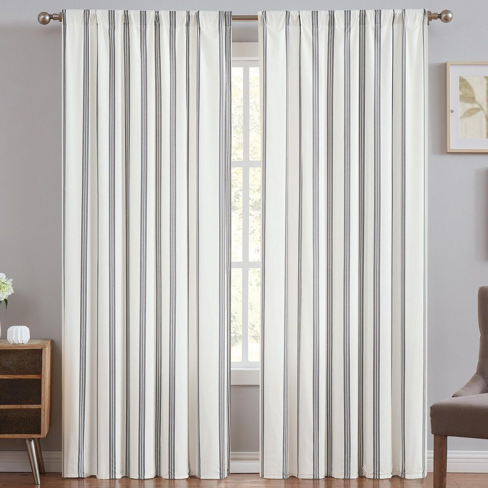 Pem America Truly Soft Millennial 2-Piece Window Panel Pair in Ivory and Black, , large