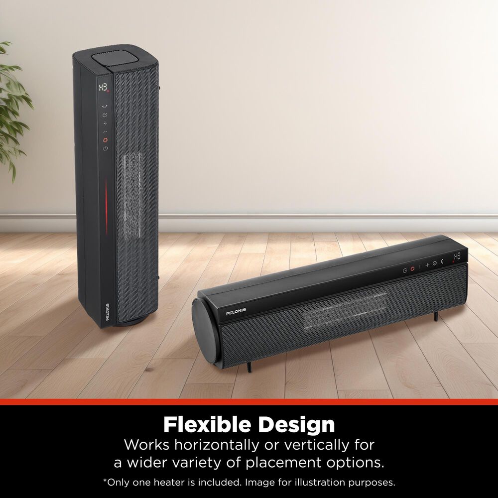 Pelonis 22" Ceramic Tower Dual Flex Heater with Thermostat in Black, , large