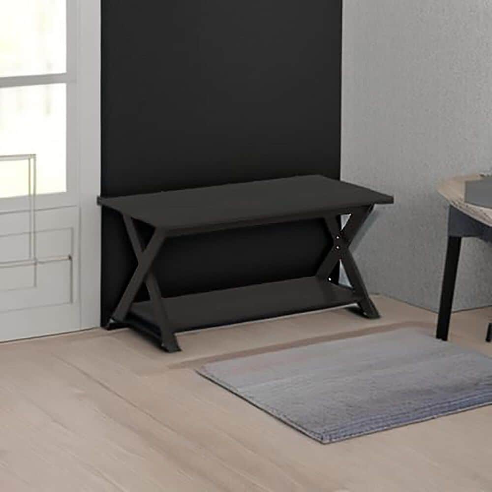 HOMLUX 1-Tier Simplistic Criss-Crossed Coffee Table in Espresso, , large