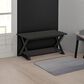 HOMLUX 1-Tier Simplistic Criss-Crossed Coffee Table in Espresso, , large