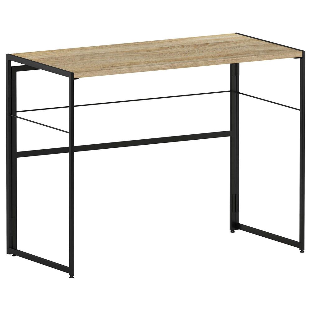 HOMLUX Riau 39" Folding Computer Desk in Sonoma Oak and Black, , large