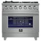 Forno Massimo 36" Freestanding Gas Range in Stainless Steel, , large