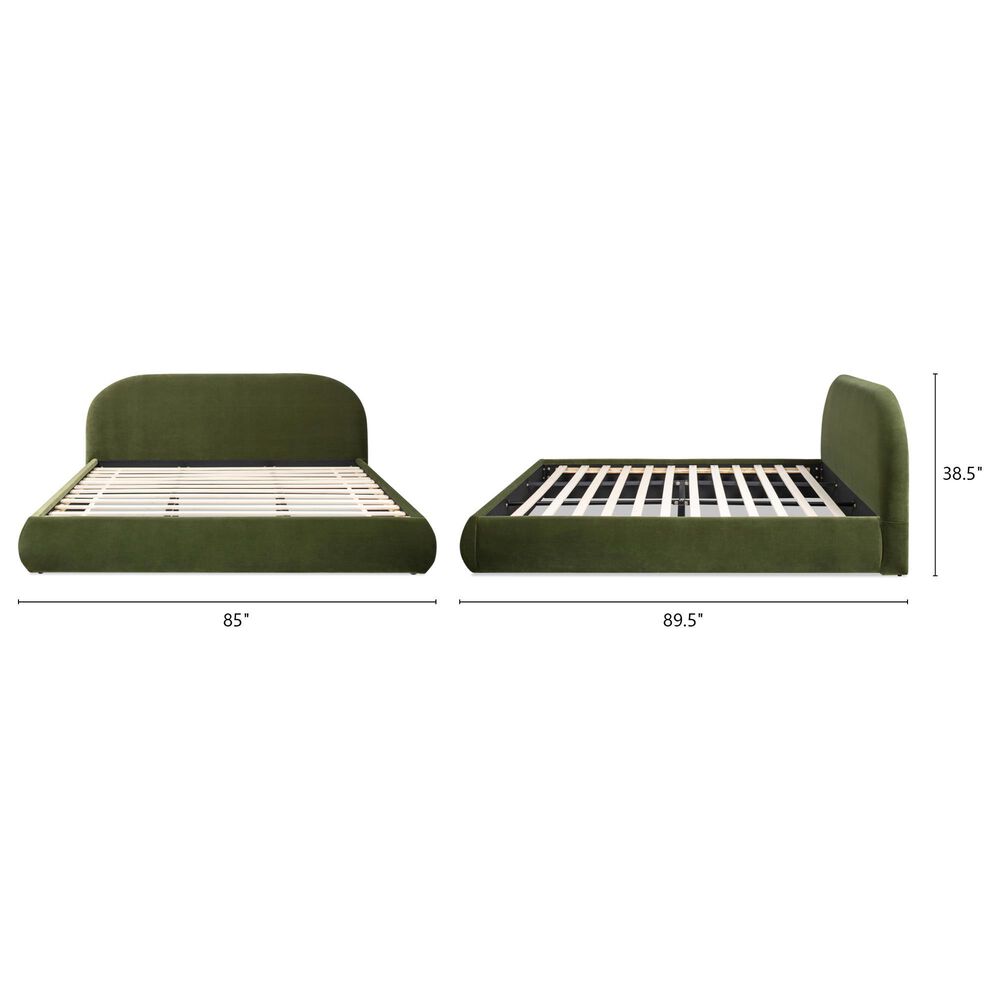 Jennifer Taylor Home Archie Puffy Grounded King Upholstered Platform Bed in Olive Green, , large