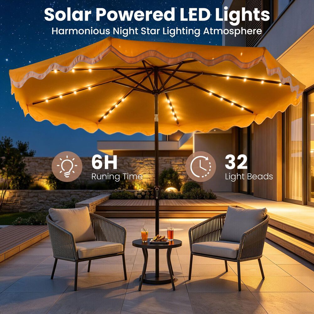 HOMLUX 10' Patio Umbrella with Lights in Yellow, , large