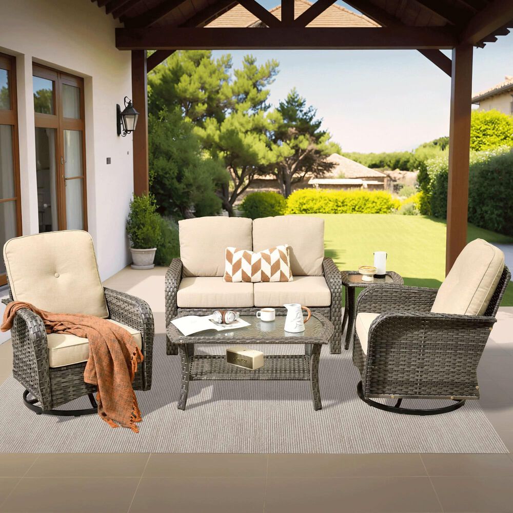 HOMLUX 6-Piece Patio Conversation Set in Beige, , large