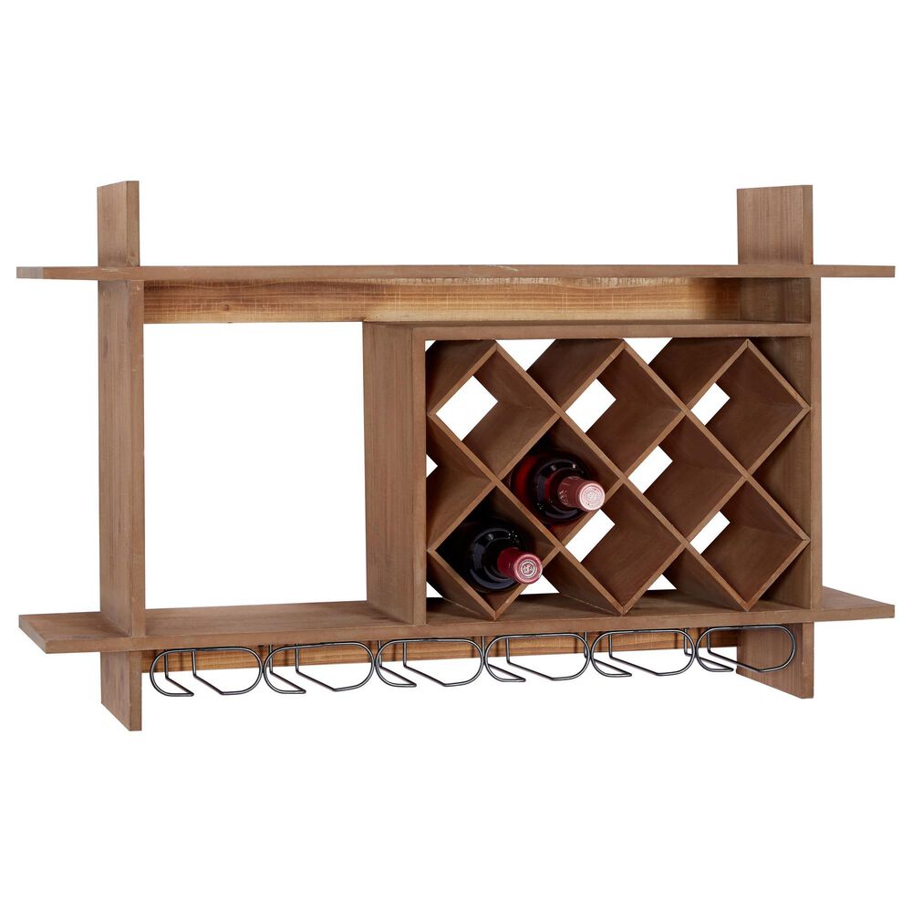 Maple and Jade 20" Farmhouse Wood Wine Rack in Brown, , large
