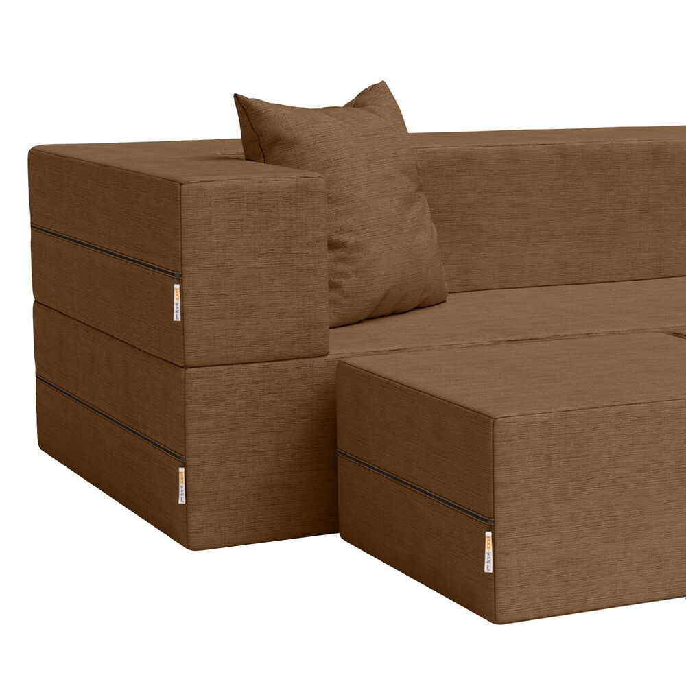Jaxx Zipline 3-Piece Stationary Convertible Sleeper Sofa in Toffee Velvet, , large