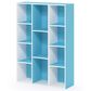 HOMLUX 11-Cube Reversible Open Shelf Bookshelf in Light Blue and White, , large