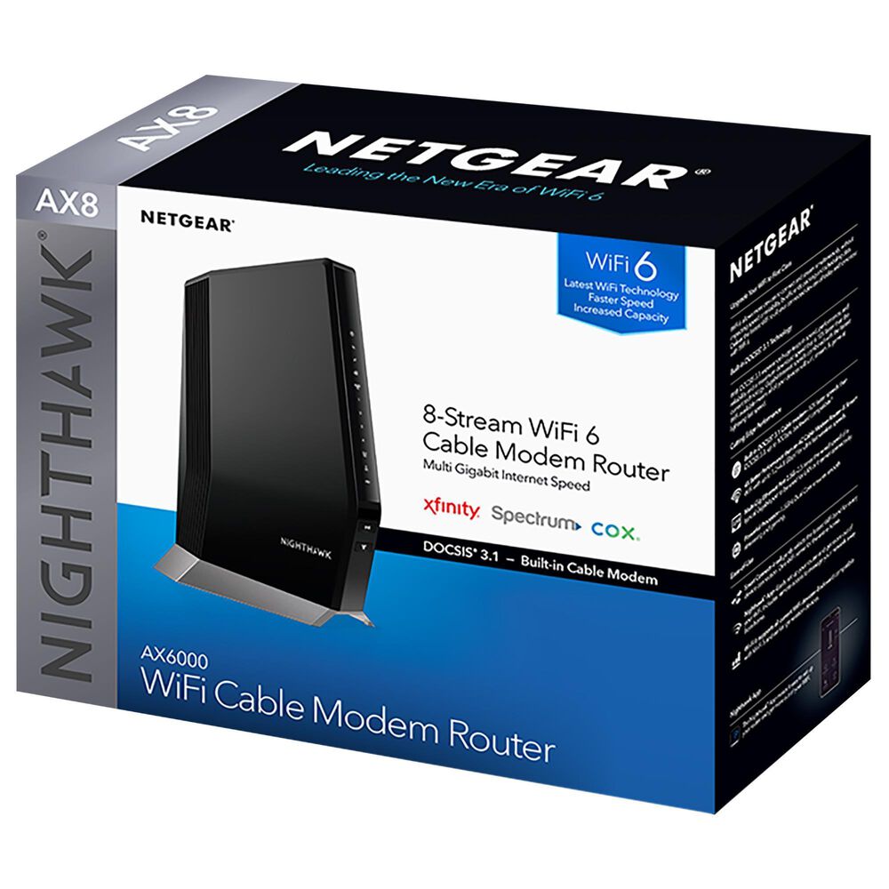 NETGEAR Nighthawk AX8 8-Stream Wi-Fi 6 Cable Modem Router in Black, , large