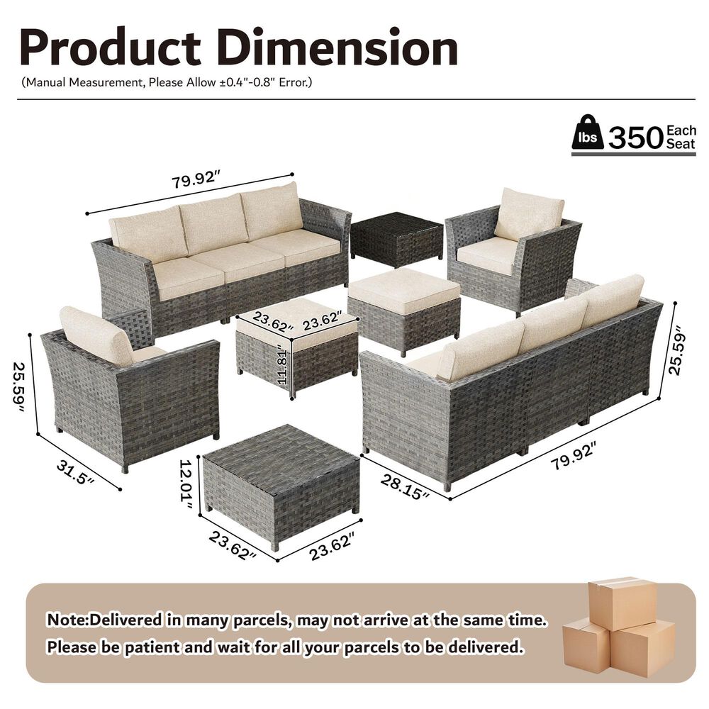 HOMLUX 12-Piece Patio Conversation Set in Coarse Beige, , large