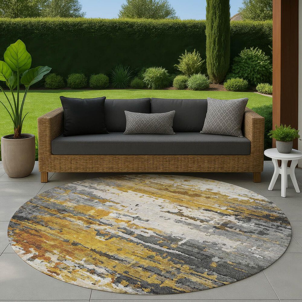Dalyn Rug Company Lumara Graphite 8' Round Indoor/Outdoor Area Rug, , large