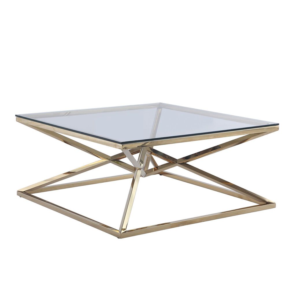 Monroe Double Pyramid Cocktail Table in Gold, , large