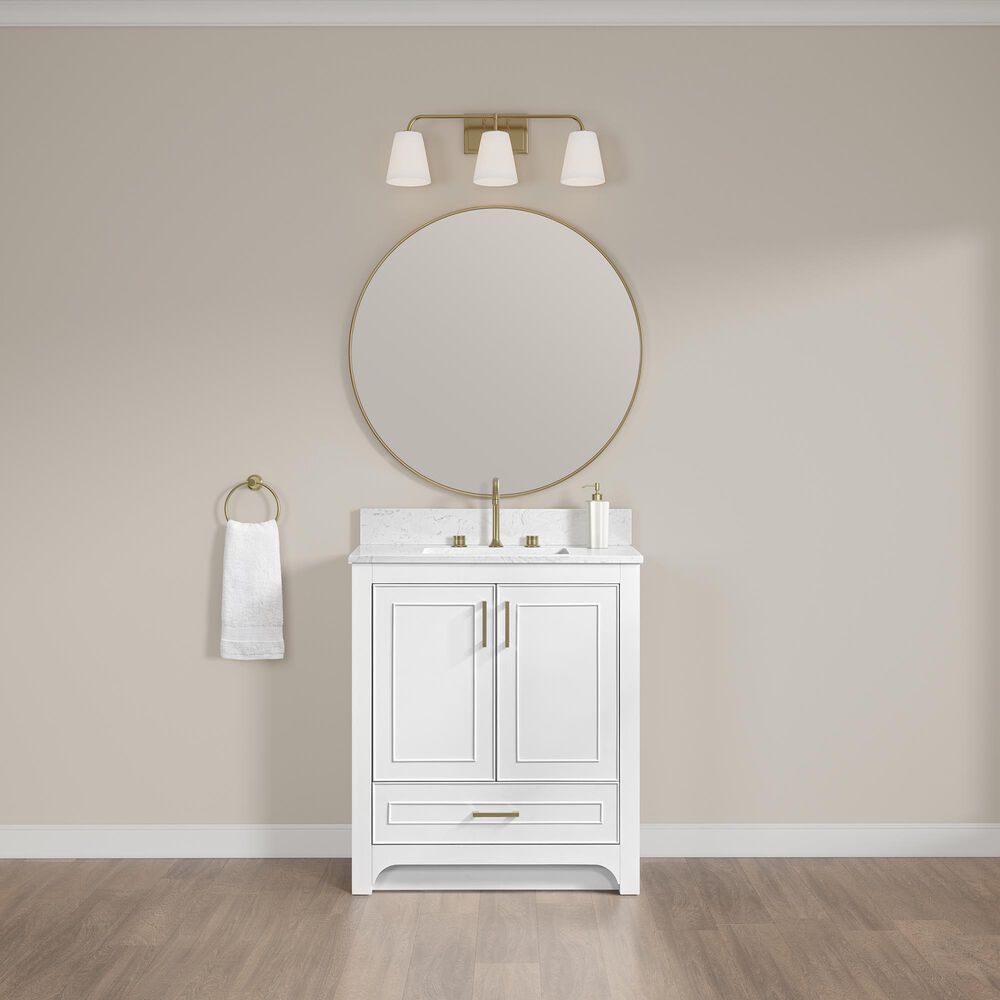 37B Lucerne 30" Single Bathroom Vanity in Bright White with Marble Top and Backsplash, , large