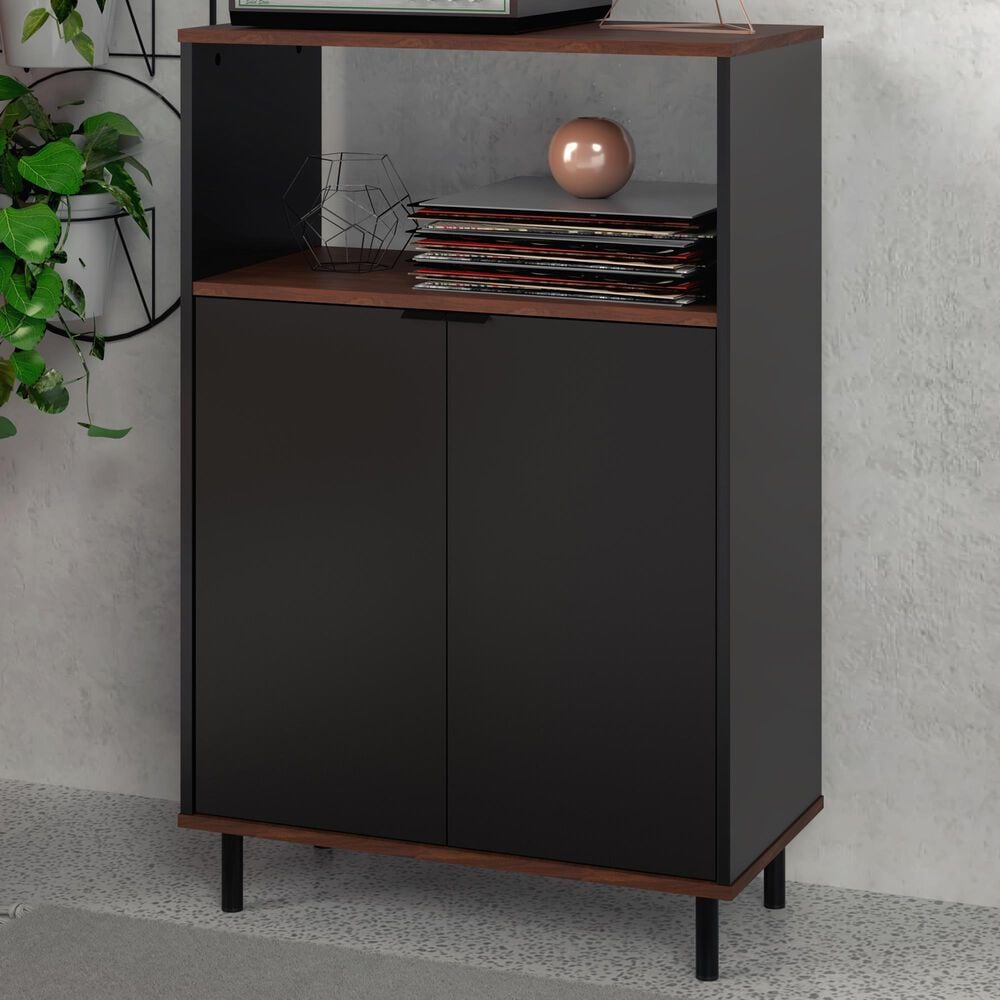 Dayton Mosholu 3-Shelf Accent Cabinet in Black/Nut Brown, , large