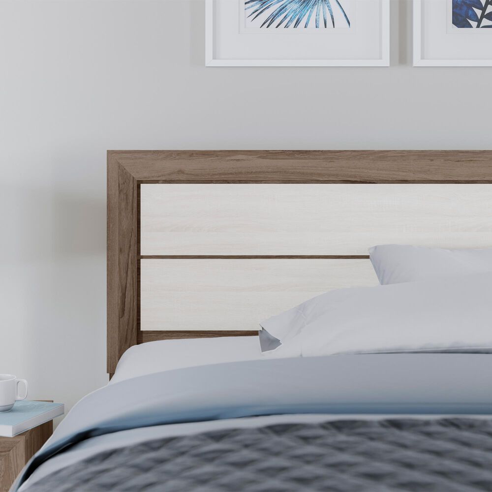 Ashley Sharnari King Panel Bed in Warm Gray, Brown and Antique White, , large