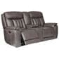 Bassett Benson Leather Power Reclining Console Loveseat in Tuscan Gunmetal, , large