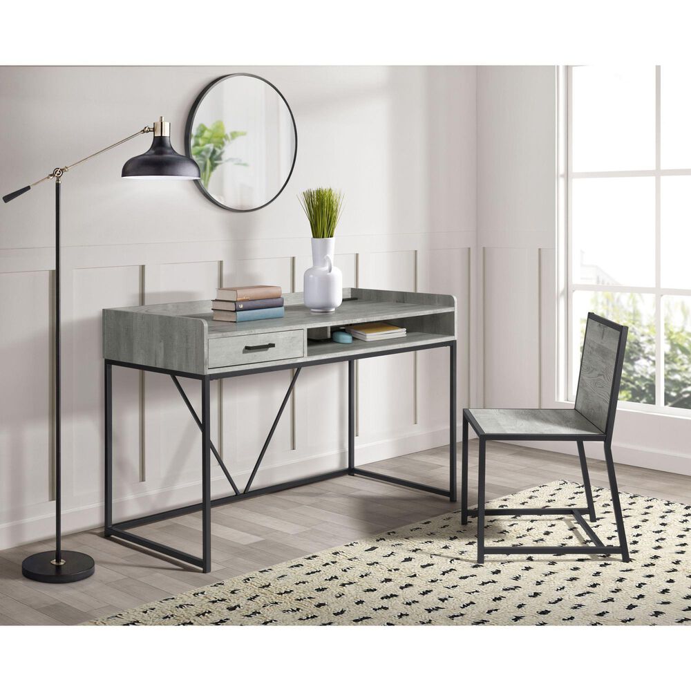 Mayberry Hill Preston 2-Piece Desk and Chair Set in Gray, , large