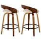 LumiSource Grotto 26" Swivel Counter Stool with Cream Faux Leather Upholstery in Walnut and Black (Set of 2), , large