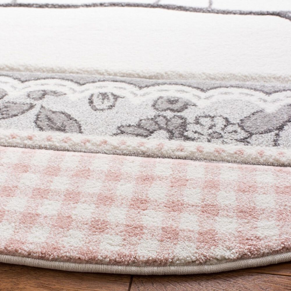 Safavieh Carousel CRK153 3&#39; Round Pink and Ivory Kids  Area Rug, , large