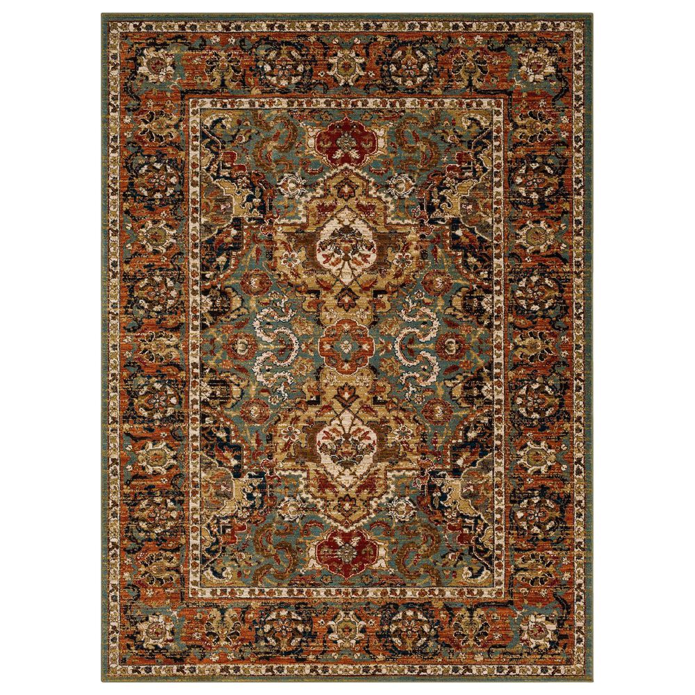 Karastan Spice Market Dhahar Aquamarine 12" x 15" Area Rug, , large