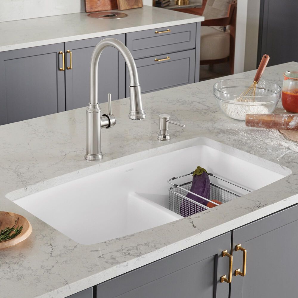 Blanco Performa 60/40 Double Bowl Kitchen Sink with Low Divide in White, , large