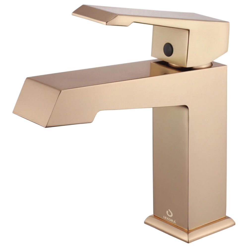 Lexora Home Labaro Single Hole Waterfall Bathroom Faucet in Rose Gold, , large