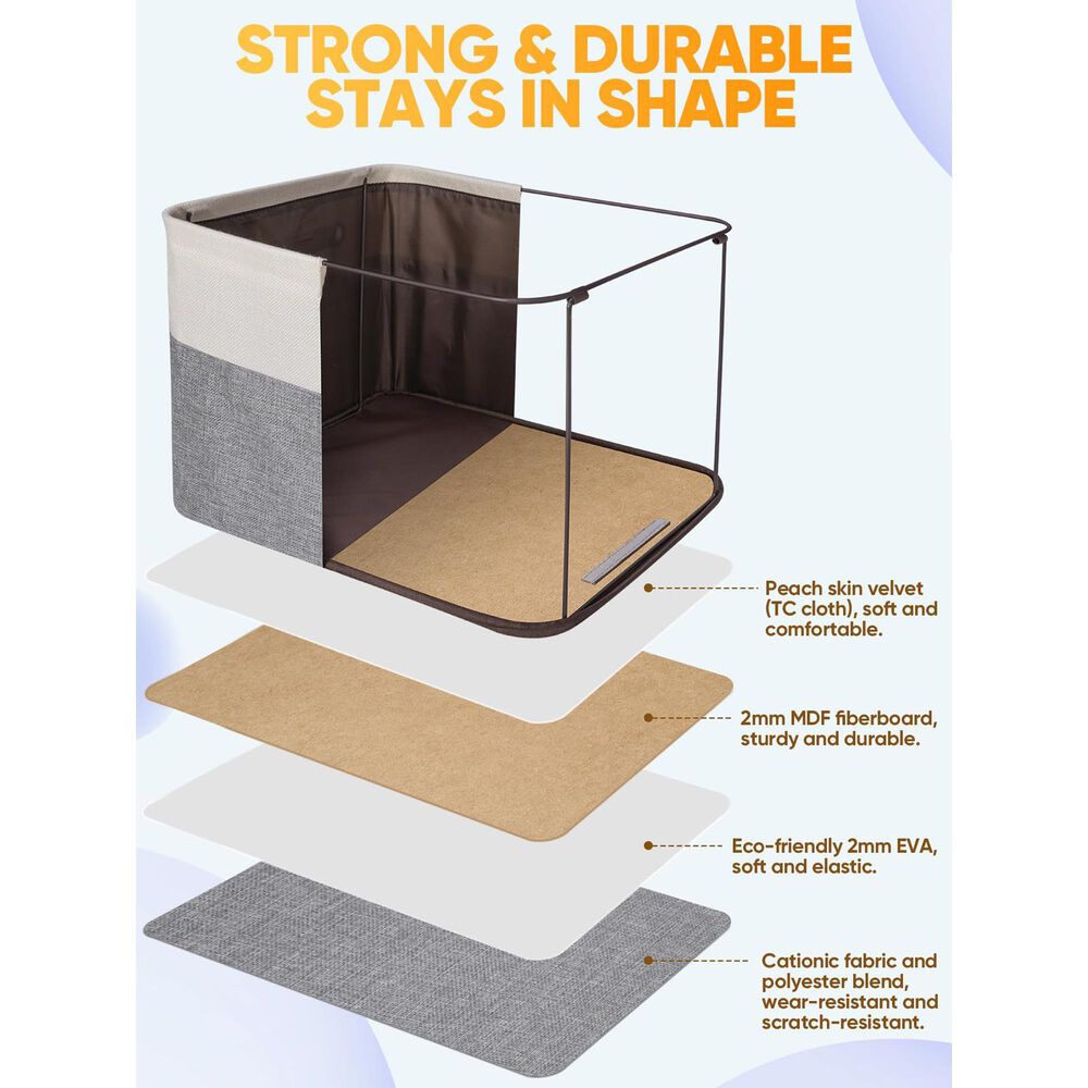 HOMLUX Small Fabric Closet Storage Bin in Grey, , large