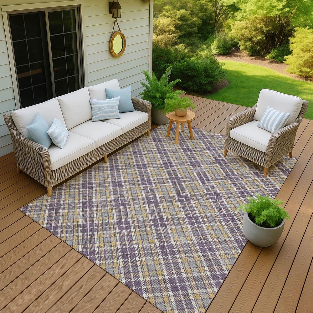 Dalyn Rug Company Soft Essentials Plaid Plum 8' x 10' Indoor/Outdoor Area Rug, , large