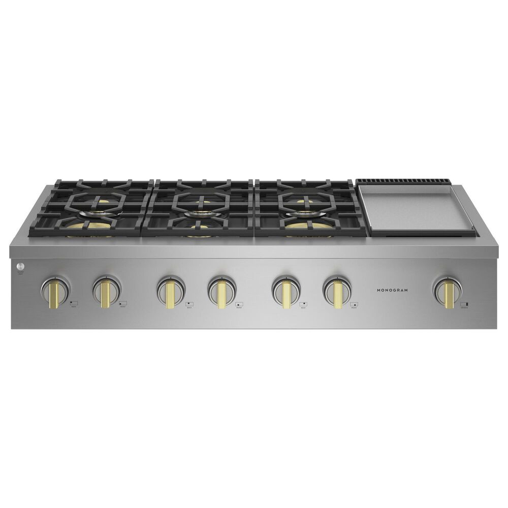 Monogram 48&quot; Professional Gas Rangetop with 6 Burners and Griddle in Stainless Steel, , large