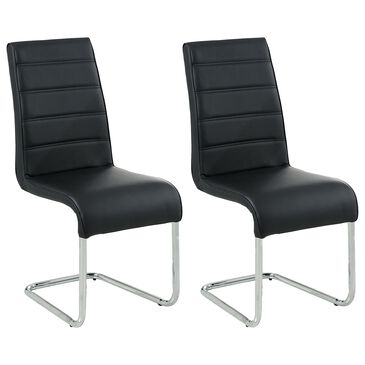Furniture of America Jarrett Side Chair with Black Cushion in Chrome (Set of 2), , large