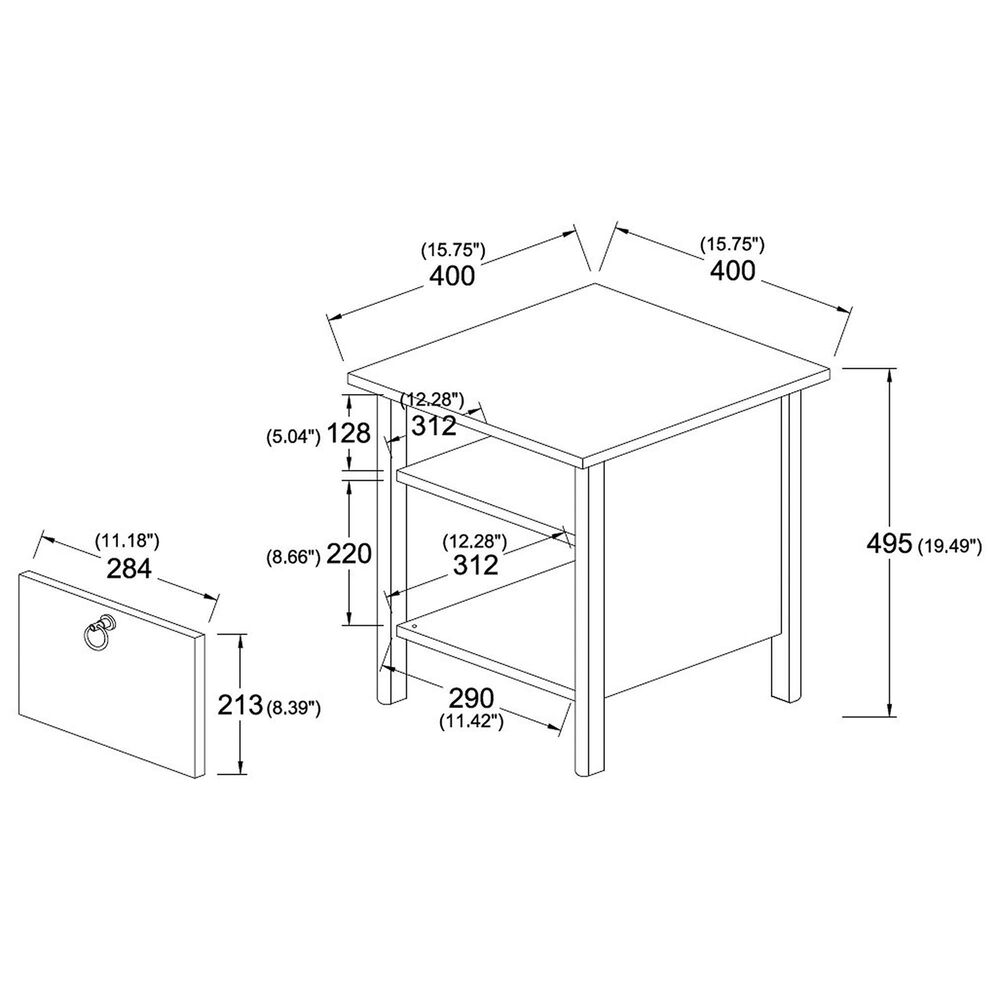 Baxton Studio Vaughan 1-Door Nightstand in Dark Brown, Rustic Brown and Black, , large