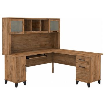 Bush Somerset 72" L-Shaped Desk with Hutch in Fresh Walnut, , large