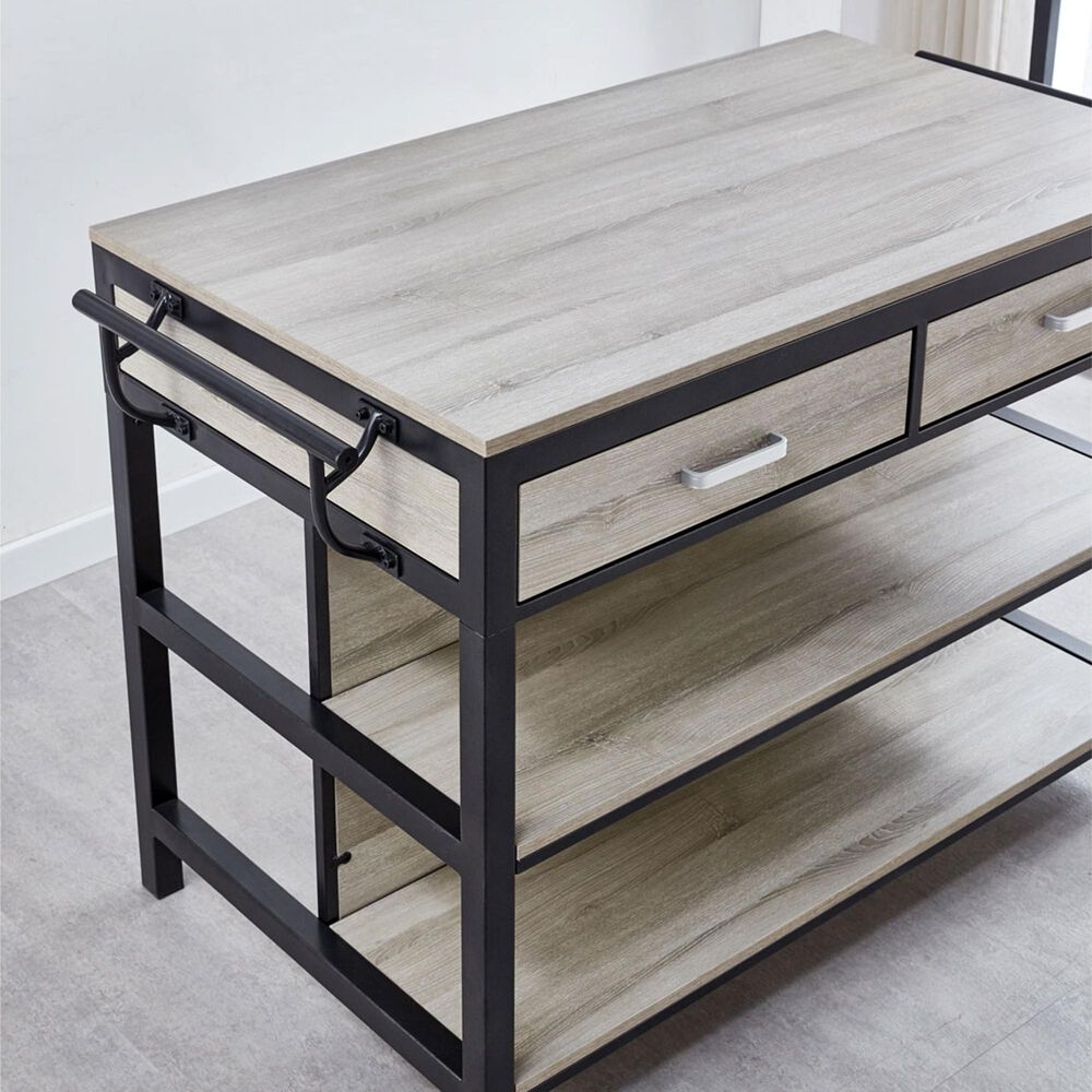 Steve Silver Carson Kitchen Island Set in Driftwood and Black, , large