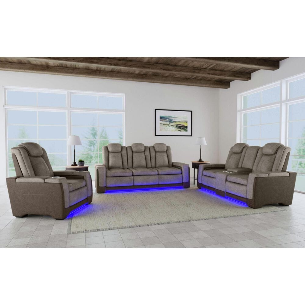 Mayberry Hill Lantana Power Motion Loveseat in Rocky Grey and Brown, , large