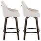 LumiSource Hannah Swivel Counter Stool with Cream Fabric Upholstery in Walnut and Black (Set of 2), , large