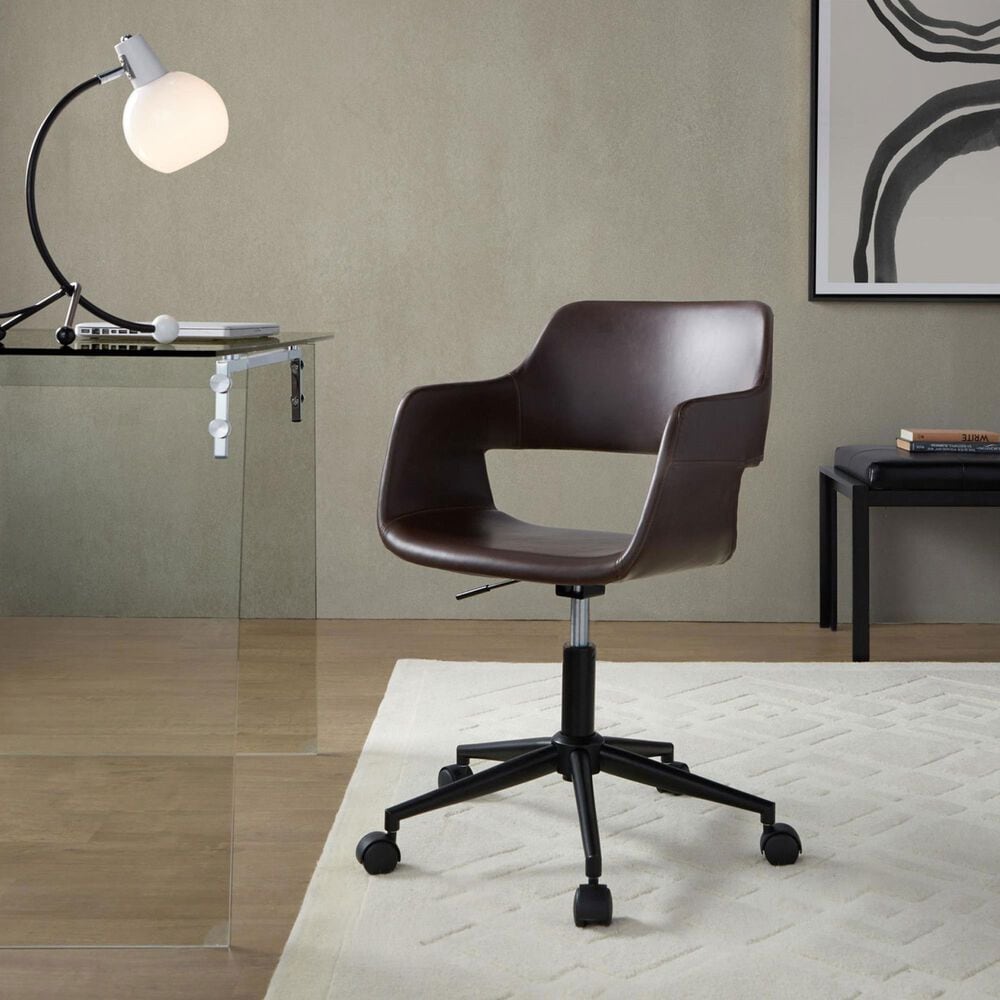 Lumisource Margarite Task Chair with Espresso Faux Leather Cushion in Black, , large