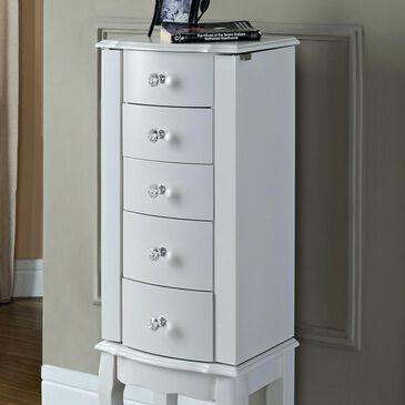 Linden Boulevard Jewelry Armoire in White, , large
