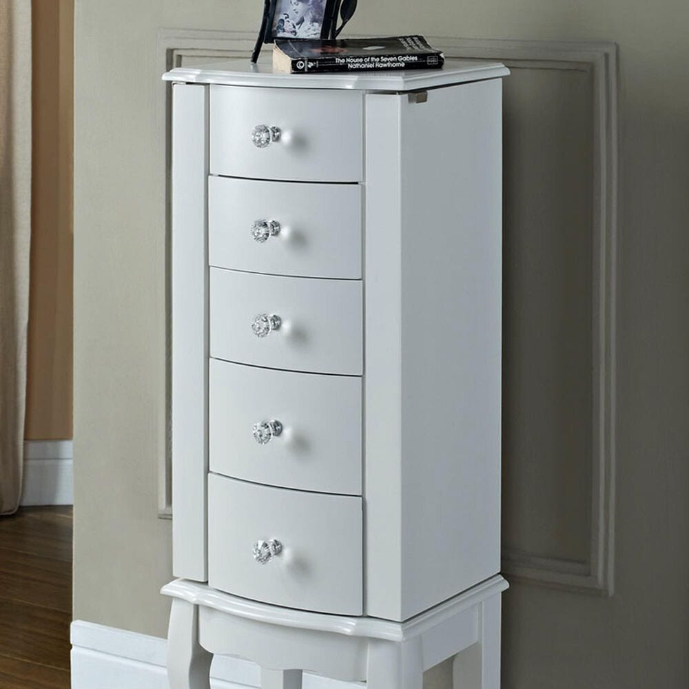 Linden Boulevard Jewelry Armoire in White, , large