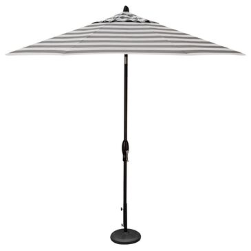 Garden Party 9" Auto Tilt Umbrella with Kinzie Smoke Stripe Canopy in Black (Base Not Included), , large
