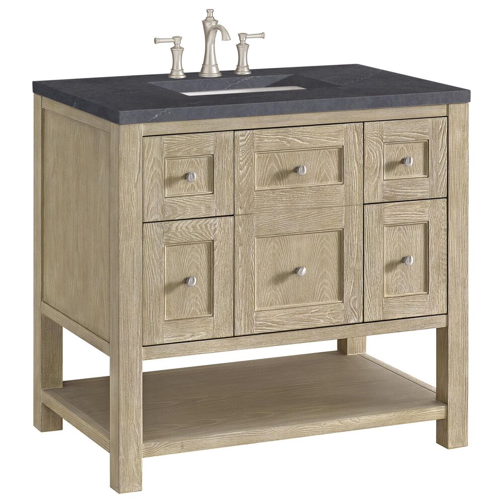 James Martin Vanities Breckenridge 36" Single Vanity in Whitewashed Oak with 3 cm Charcoal Soapstone Quartz Top, , large